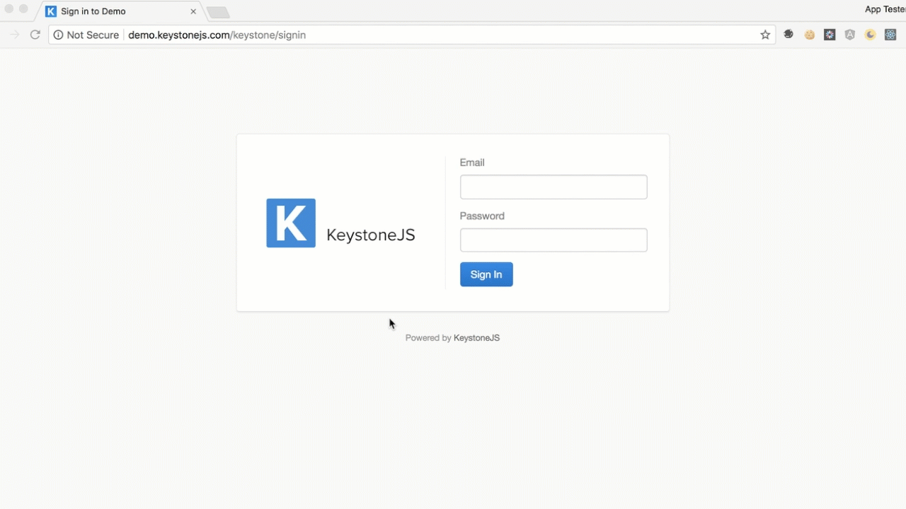 Demonstration of KeystoneJS Open Redirect